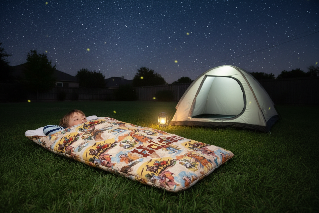 Western Cowboy Pattern Minky Sleeping Bag | Cowboy Print Sleeping Bag