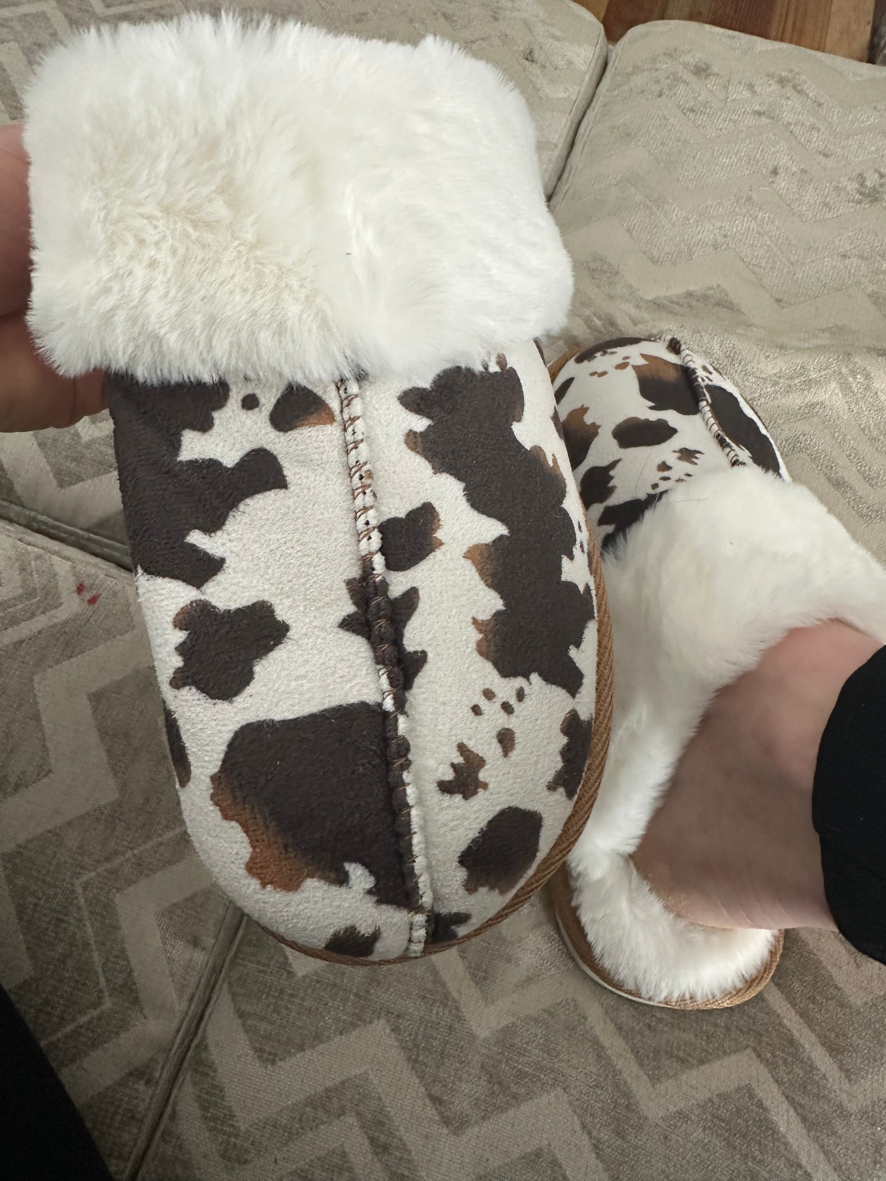 PLUSH COW SLIPPERS