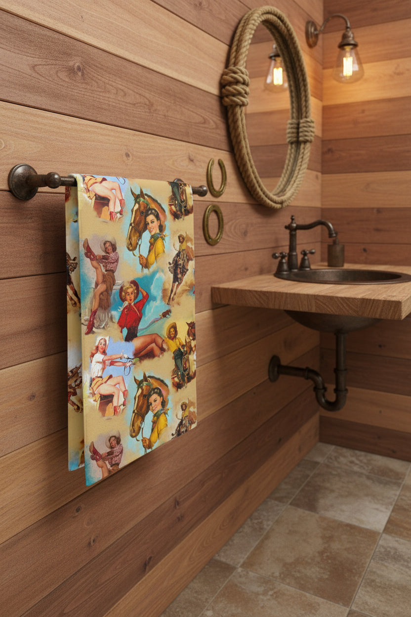 RETRO COWGIRL HAND TOWEL