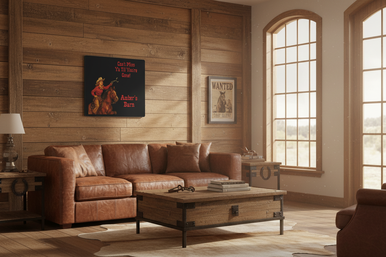 Personalized Cowgirl Metal Sign, Retro Western Wall Decor, Aluminum Ranch, Barn Sign