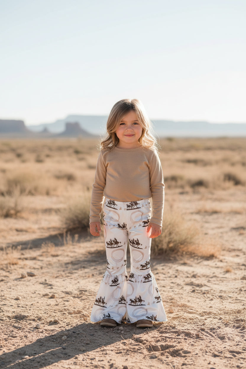 Team Roper Bell Bottom Pants for Girls, Western Rodeo Flare Pants -Razels