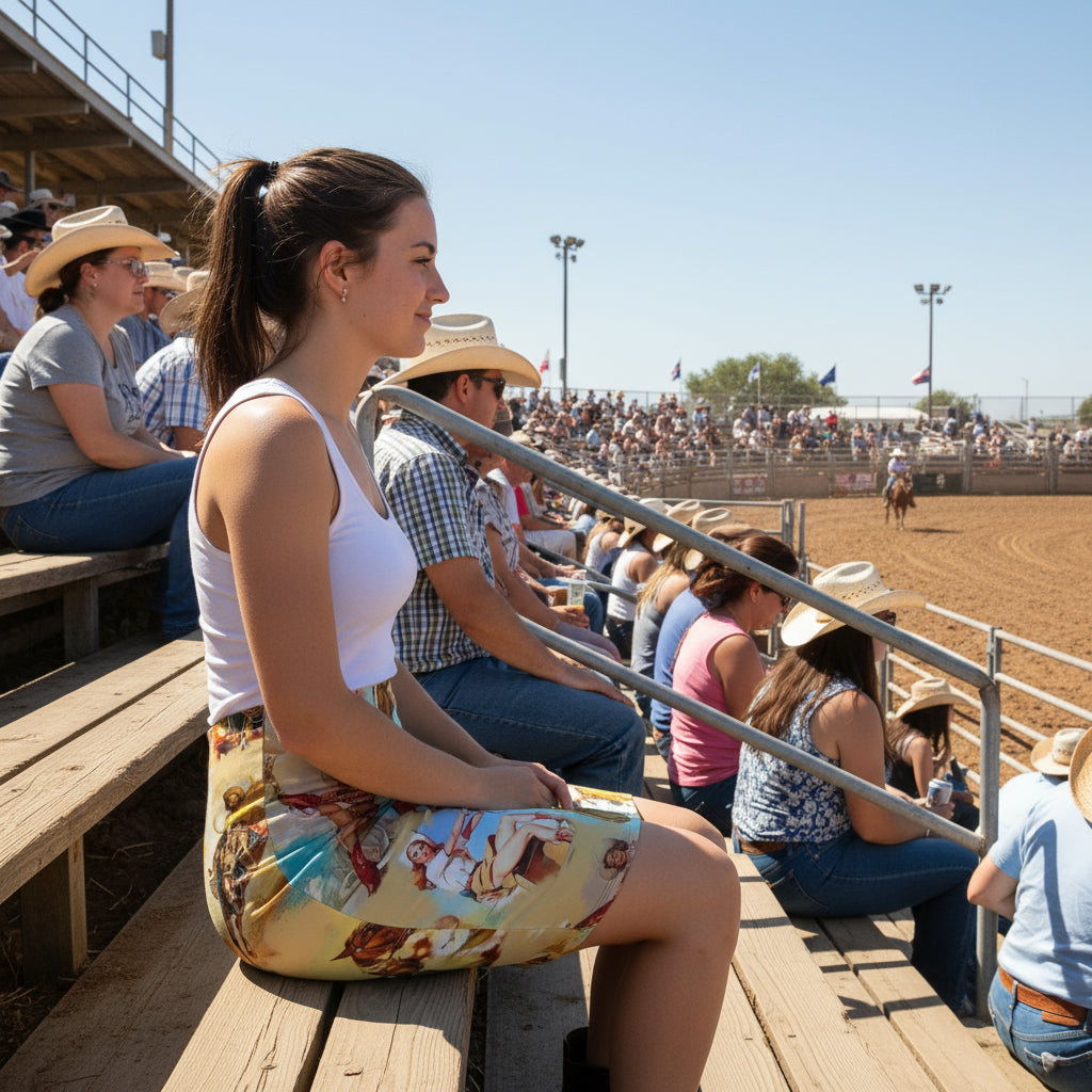 Vintage Cowgirl Mid-Waist Pencil Skirt, Retro Western Rodeo Skirt, Bold Country Concert Outfit for Women -Razels