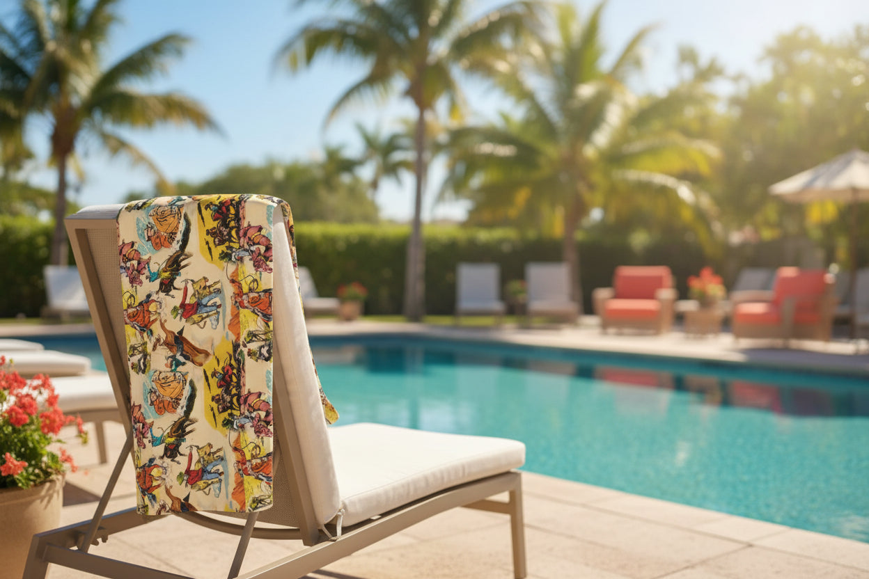 WESTERN BEACH TOWEL, VINTAGE COWBOY TOWEL