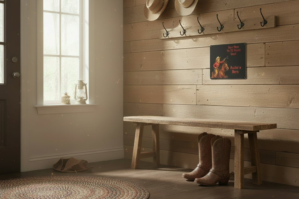 ENTRY WAY WITH PERSONALIZED WESTERN SIGN