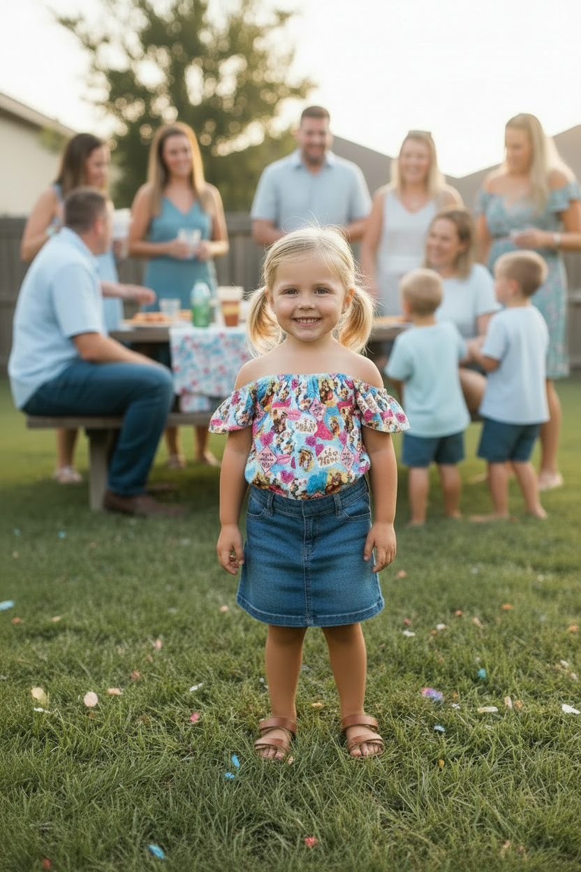 Girls Western Cowgirl Cold Shoulder Top | Yeehaw Summer Shirt for Kids