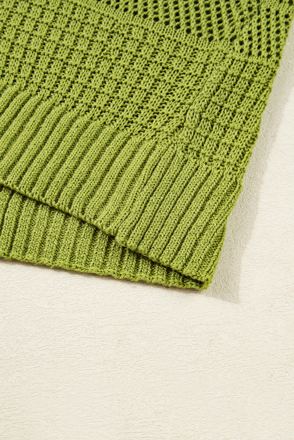 Women’s Fall Cardigan | Oversized Spinach Green Crochet Knit Open Front Sweater