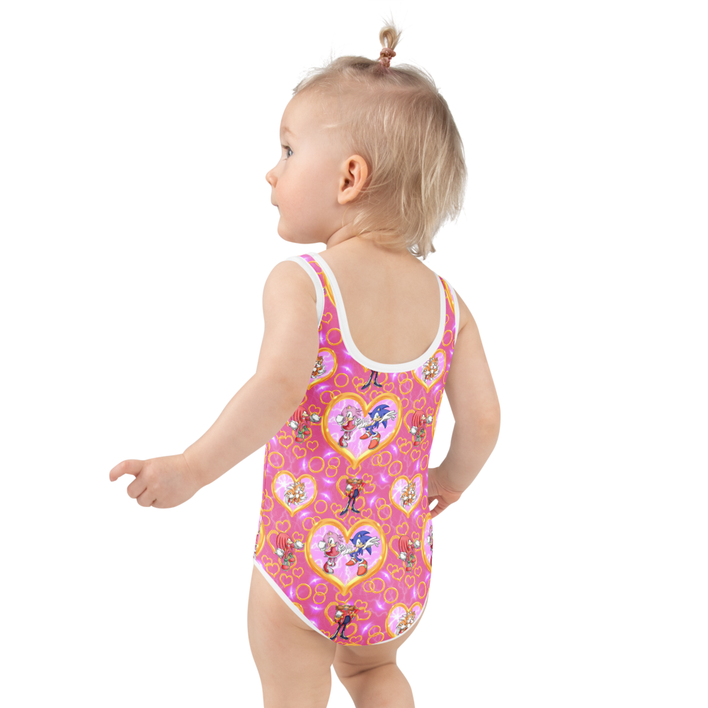 SONIC GIRL One-Piece Swimsuit – Pink Sonic & Friends Kids Bathing Suit, UPF Protection