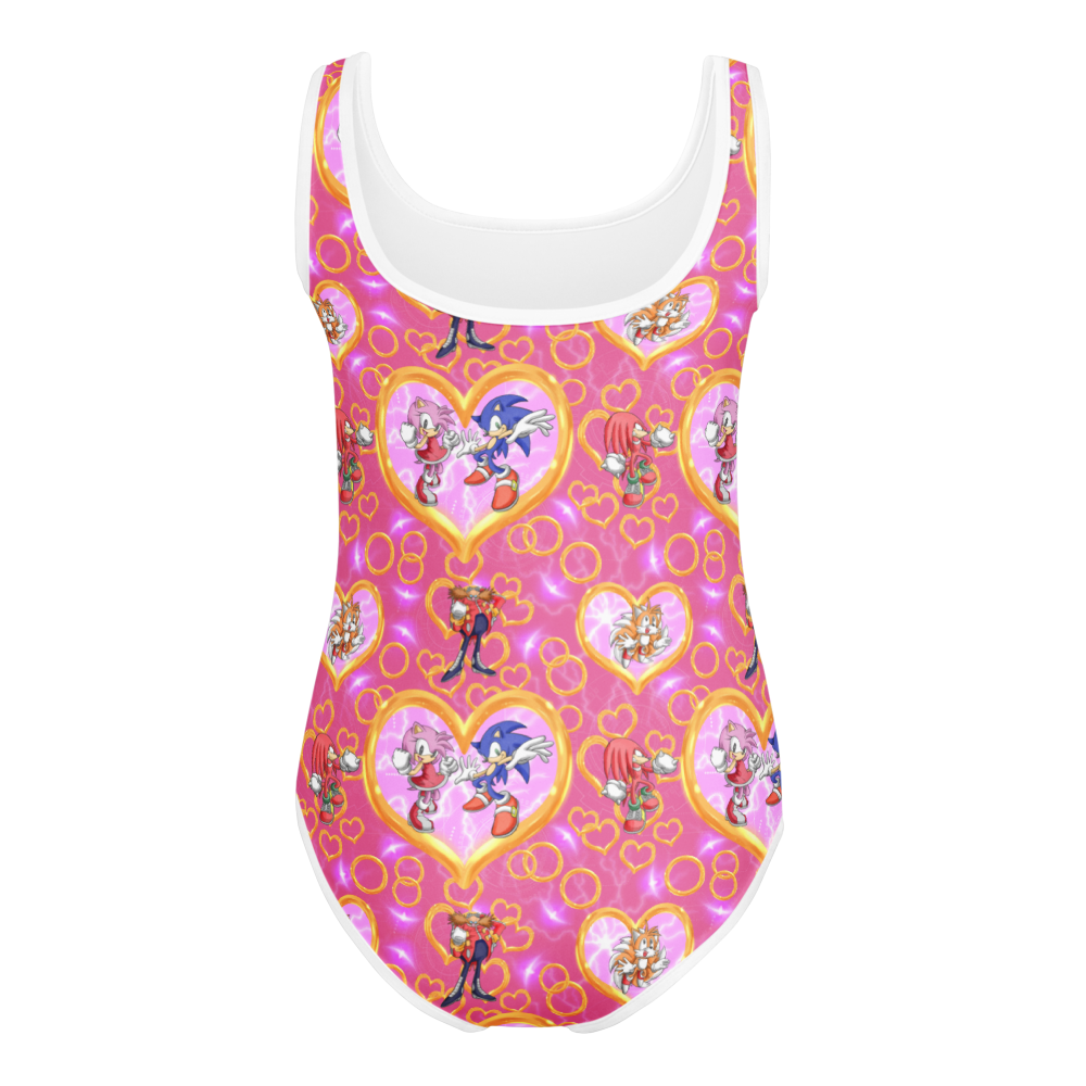 SONIC GIRL One-Piece Swimsuit – Pink Sonic & Friends Kids Bathing Suit, UPF Protection