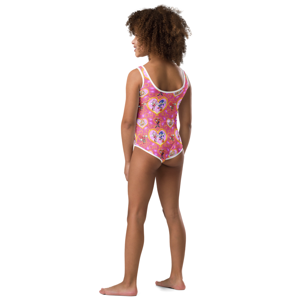 SONIC GIRL One-Piece Swimsuit – Pink Sonic & Friends Kids Bathing Suit, UPF Protection