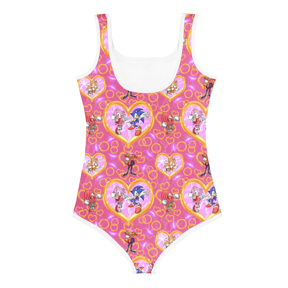 SONIC GIRL One-Piece Swimsuit – Pink Sonic & Friends Kids Bathing Suit, UPF Protection