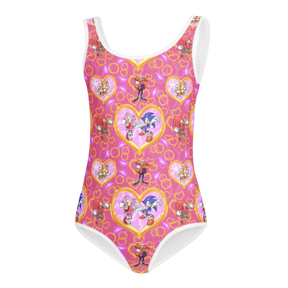 SONIC GIRL One-Piece Swimsuit – Pink Sonic & Friends Kids Bathing Suit, UPF Protection