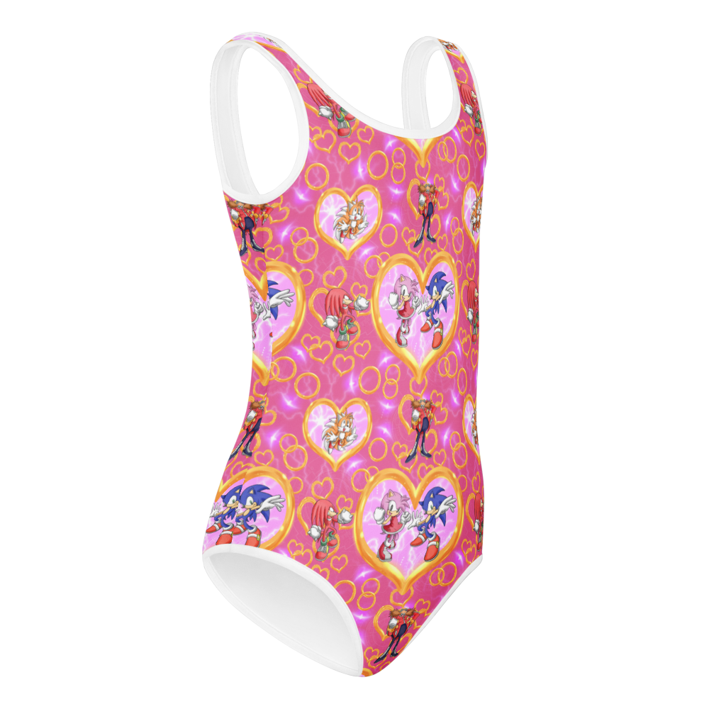 SONIC GIRL One-Piece Swimsuit – Pink Sonic & Friends Kids Bathing Suit, UPF Protection