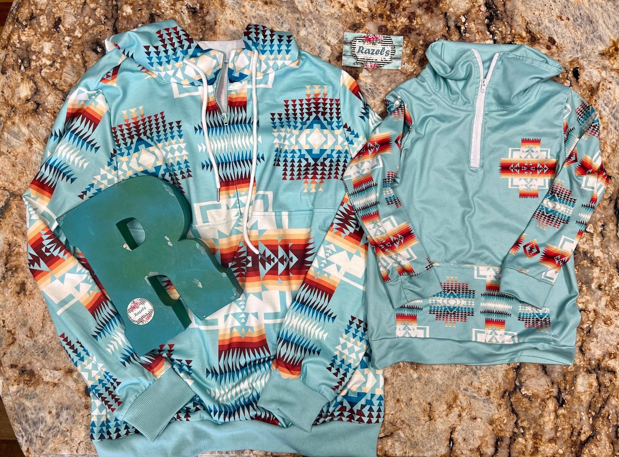 Aztec Geometric Hoodie, Matching Mom and Me Pullovers - Razels