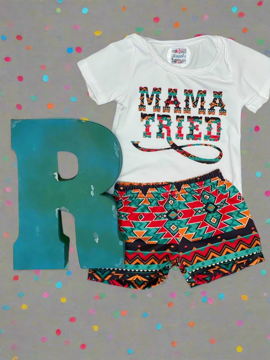 Aztec MAMA Tried Short Set, WESTERN BABY Outfit - Razels