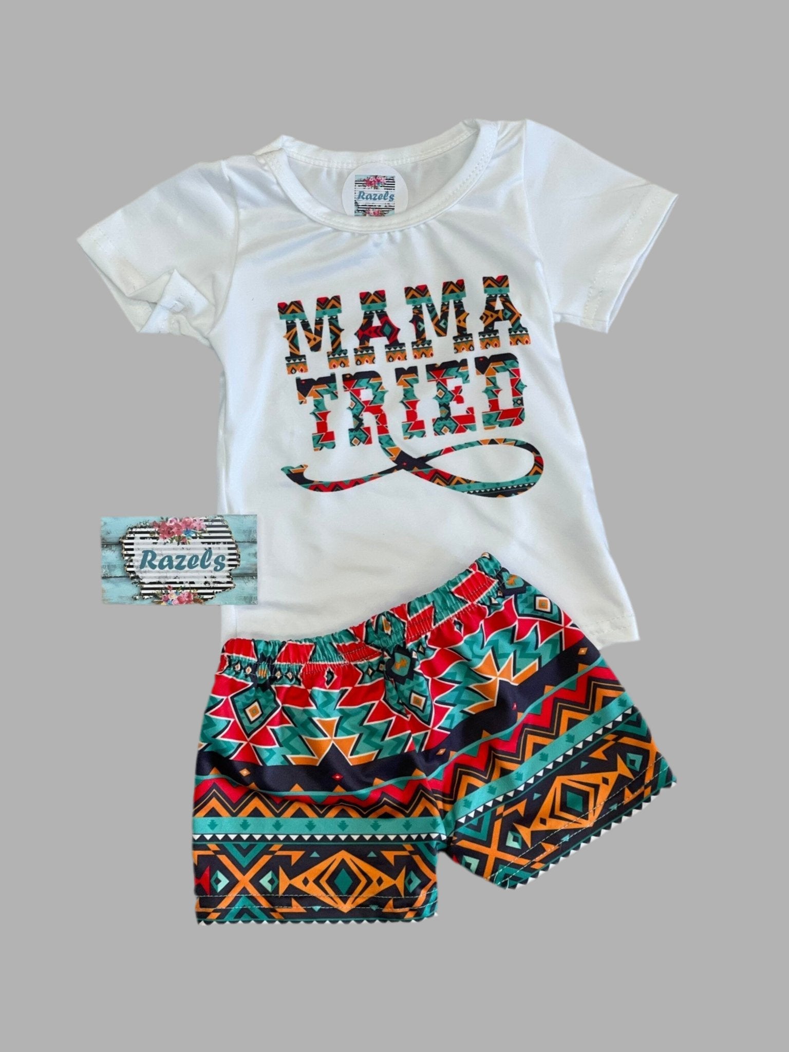 Aztec MAMA Tried Short Set, WESTERN BABY Outfit - Razels