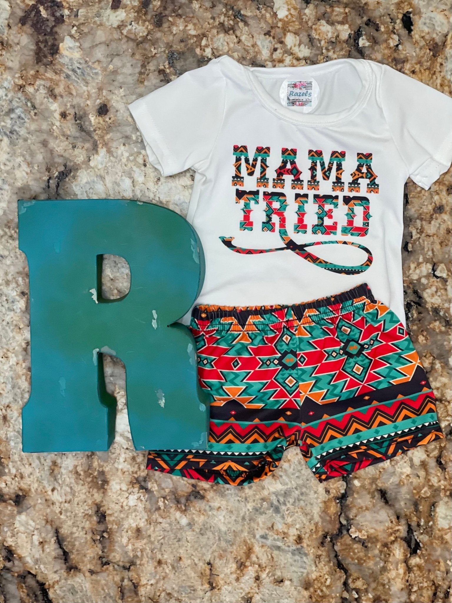 Aztec MAMA Tried Short Set, WESTERN BABY Outfit - Razels