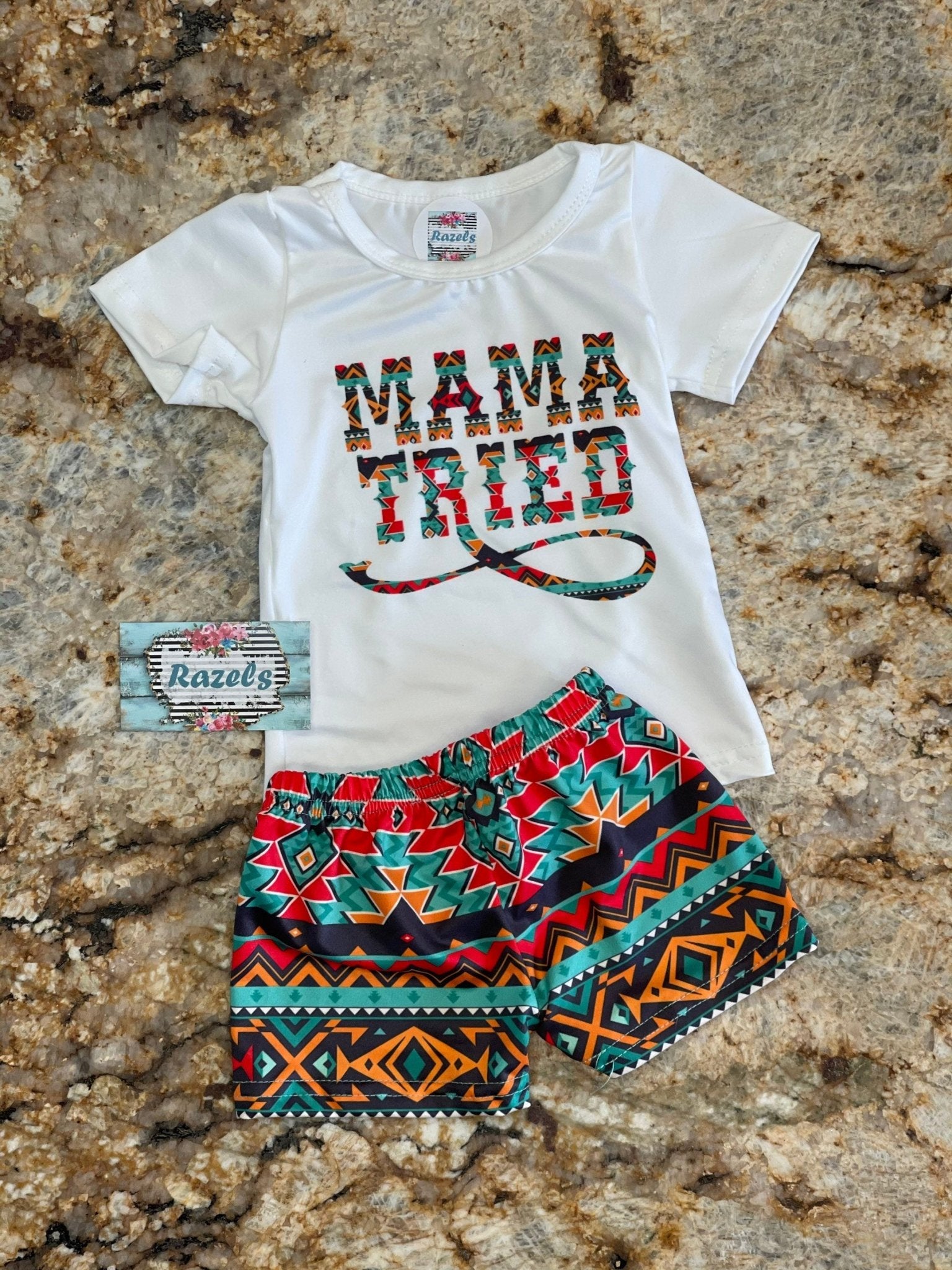 Aztec MAMA Tried Short Set, WESTERN BABY Outfit - Razels