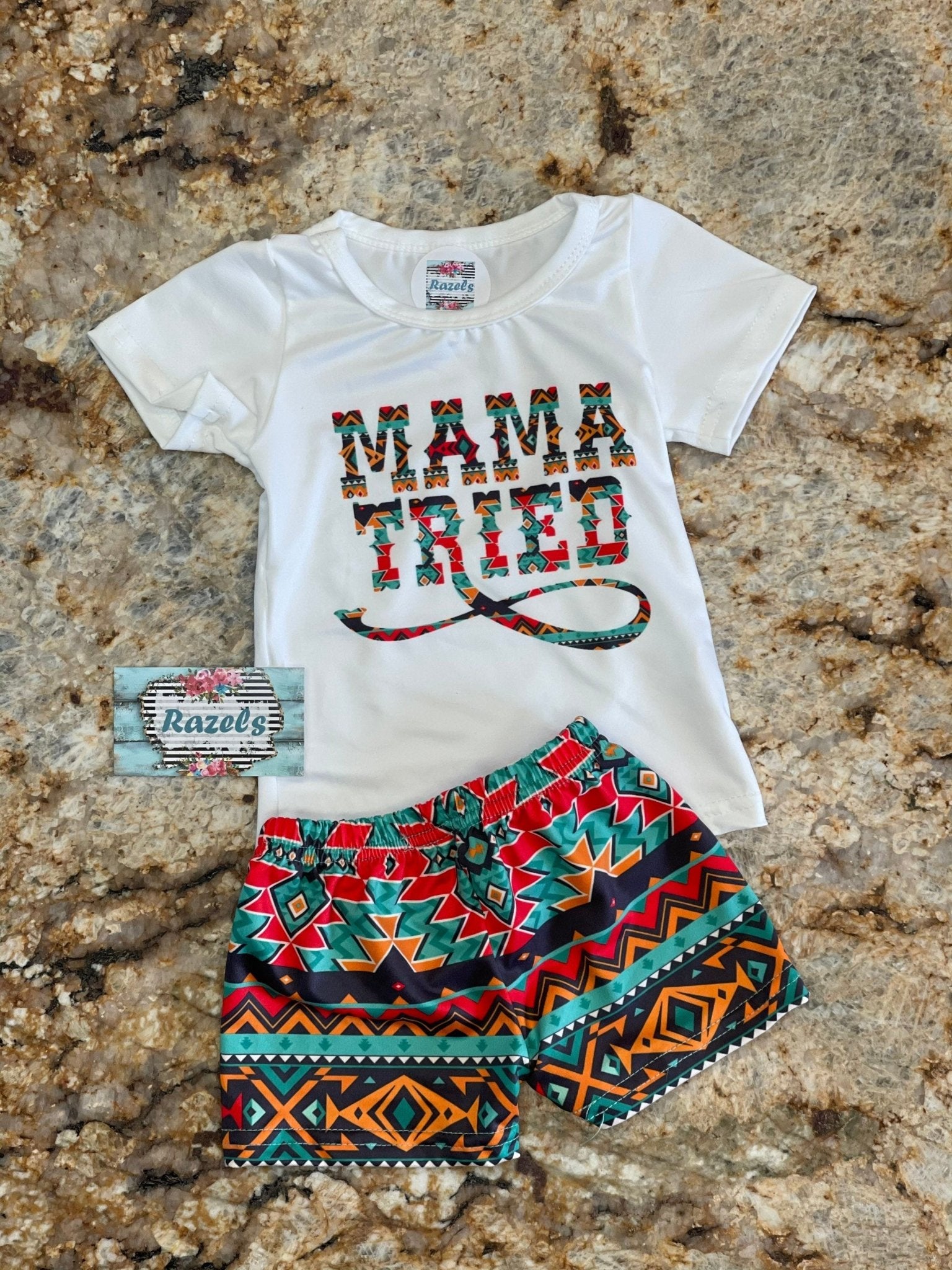 Aztec MAMA Tried Short Set, WESTERN BABY Outfit - Razels