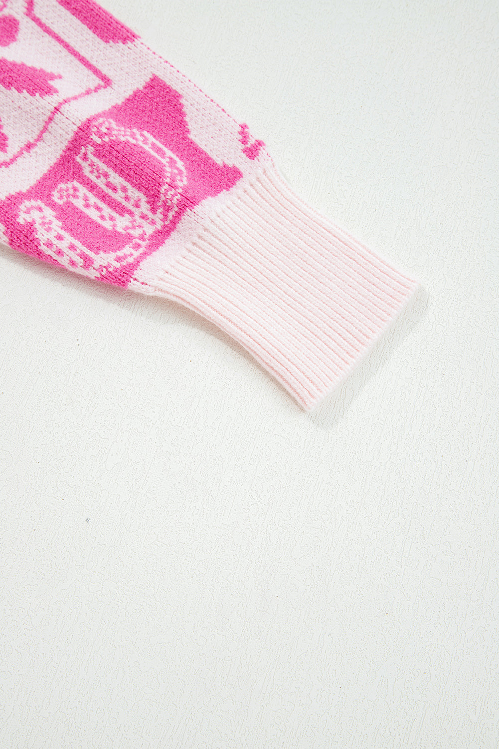 Pink Bows & Horseshoes Sweater, Western Pattern Knit Pullover, Cozy Womens Cowgirl Sweater FREE Shipping $35+, Cute Pink Western Style Top