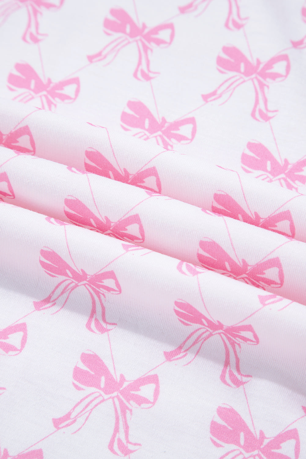 Pink Bow Pajama Set – Women’s Long Sleeve Shirt & Pants Sleepwear, Cute Bow Print Loungewear for Cozy Nights