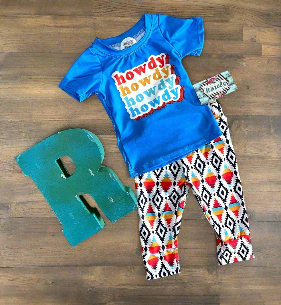 Boys Western Clothing Cowboy Kids cowboy Jogger Pants HOWDY t-shirt - Razels