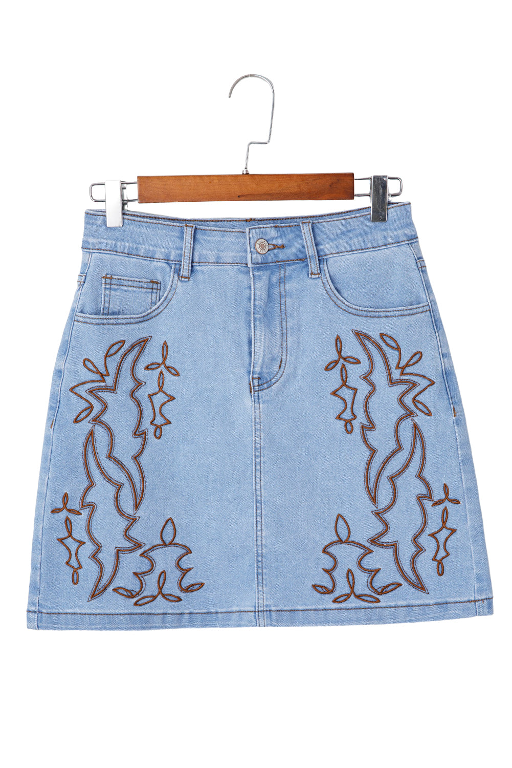Western Embroidered Denim Mini Skirt, Womens Western Jean Skirt, Festival Cowgirl Mini Skirt,