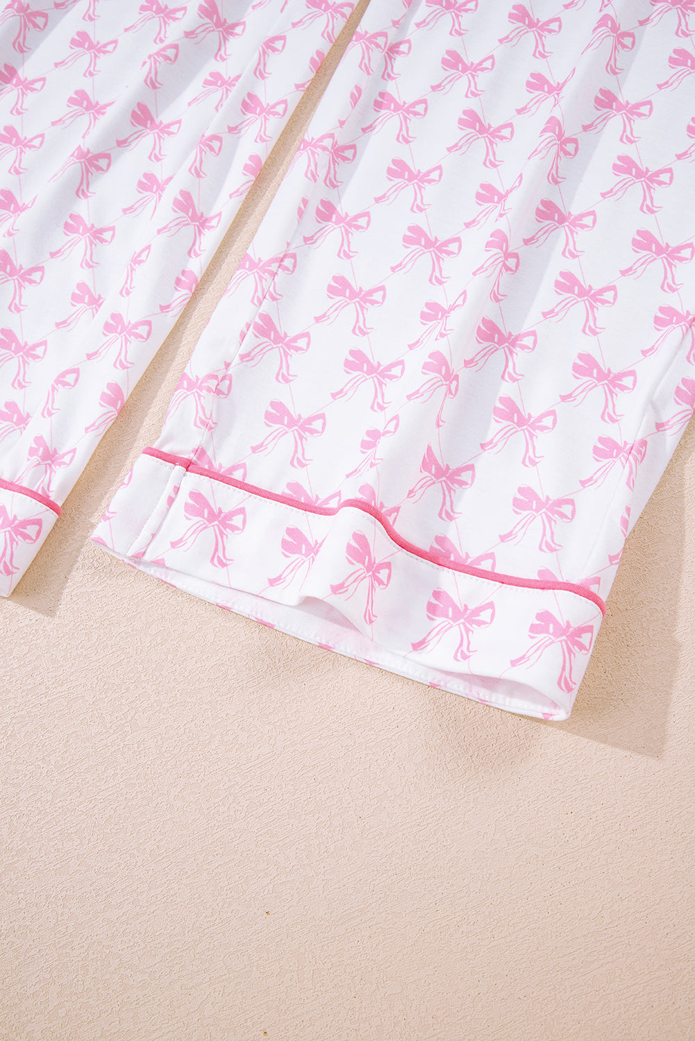 Pink Bow Pajama Set – Women’s Long Sleeve Shirt & Pants Sleepwear, Cute Bow Print Loungewear for Cozy Nights