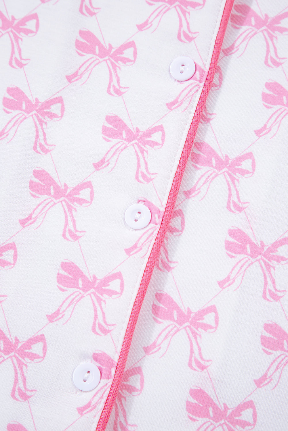Pink Bow Pajama Set – Women’s Long Sleeve Shirt & Pants Sleepwear, Cute Bow Print Loungewear for Cozy Nights