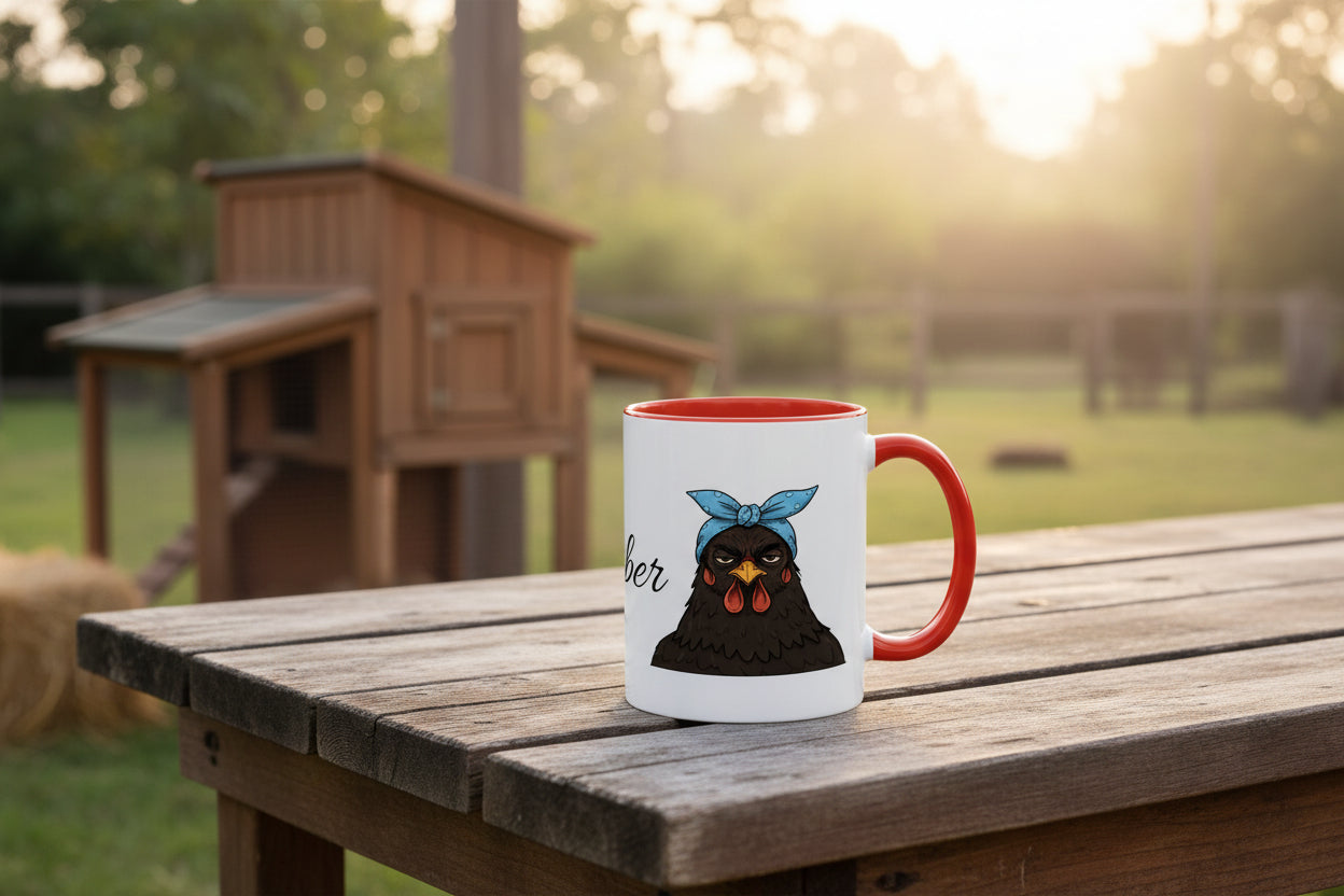 Crazy Chicken Lady Mug, Personalized Name, Mad Hen Mug, Chicken Coffee Cup, Gift for Chicken Lover, Quirky Coffee Cup - Razels
