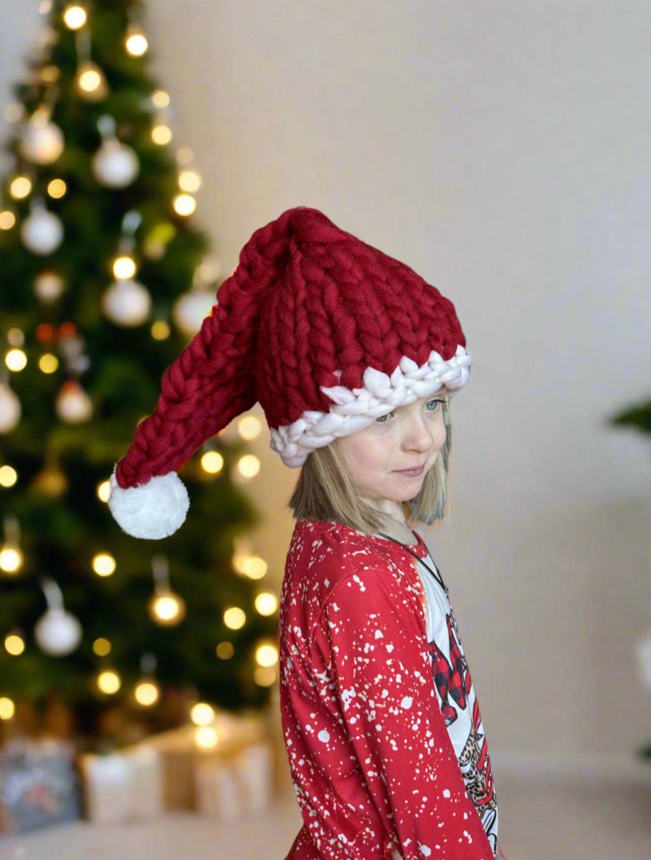 Chunky Santa Hat, Giant Knit Santa Claus Hat - Razels