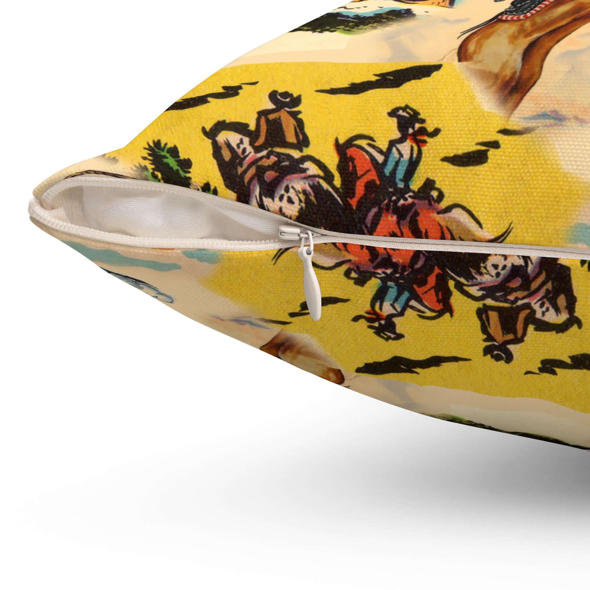 Western Cowboy Print Pillow, Rustic Home Decor -Razels