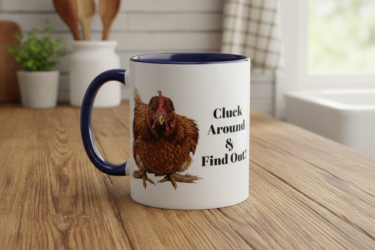 Cluck Around Chicken Coffee Mug - Sassy Red Hen Cup