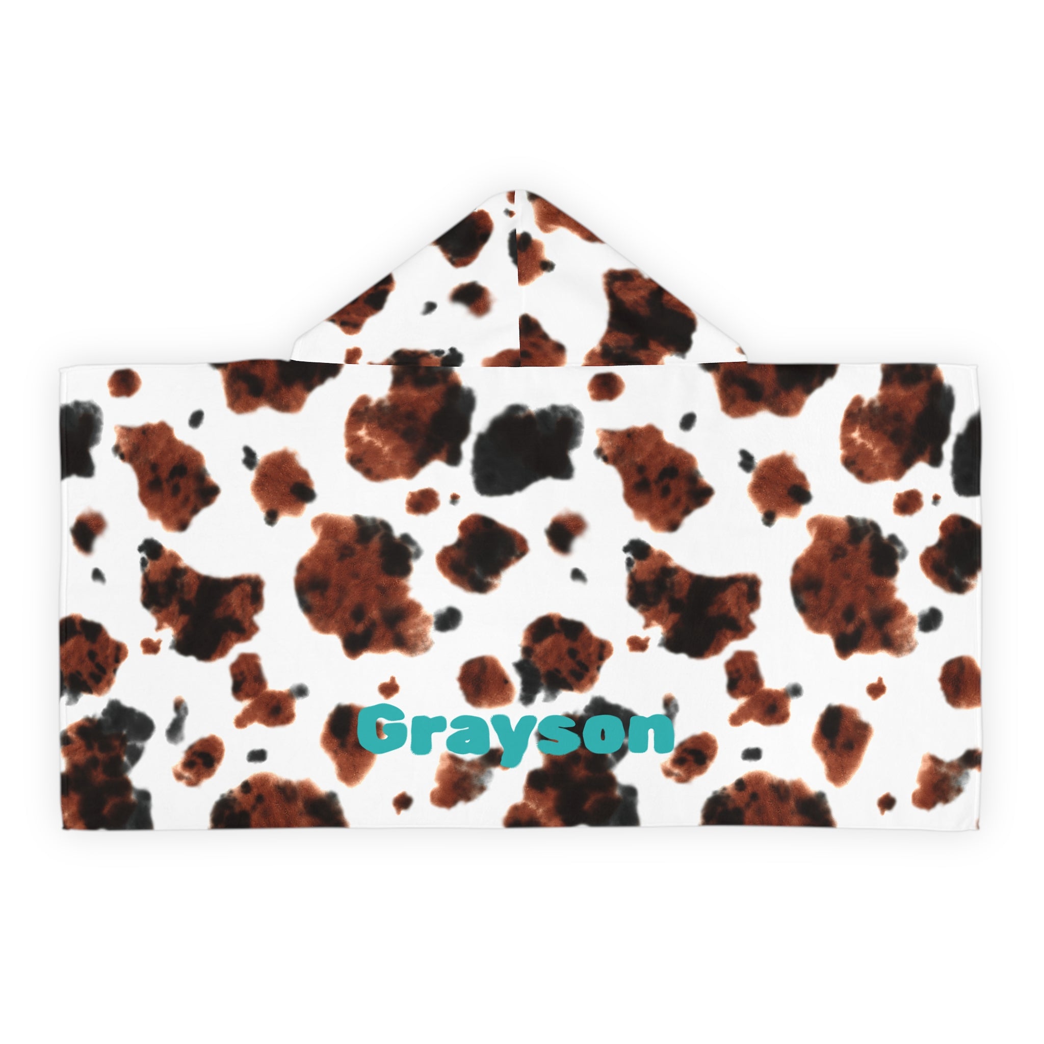 Cow Print Hooded Towel Personalized, Custom Western Toddler Bath Towel, Cowboy Pool Towel, Beach Wrap, Summer Gift - Razels