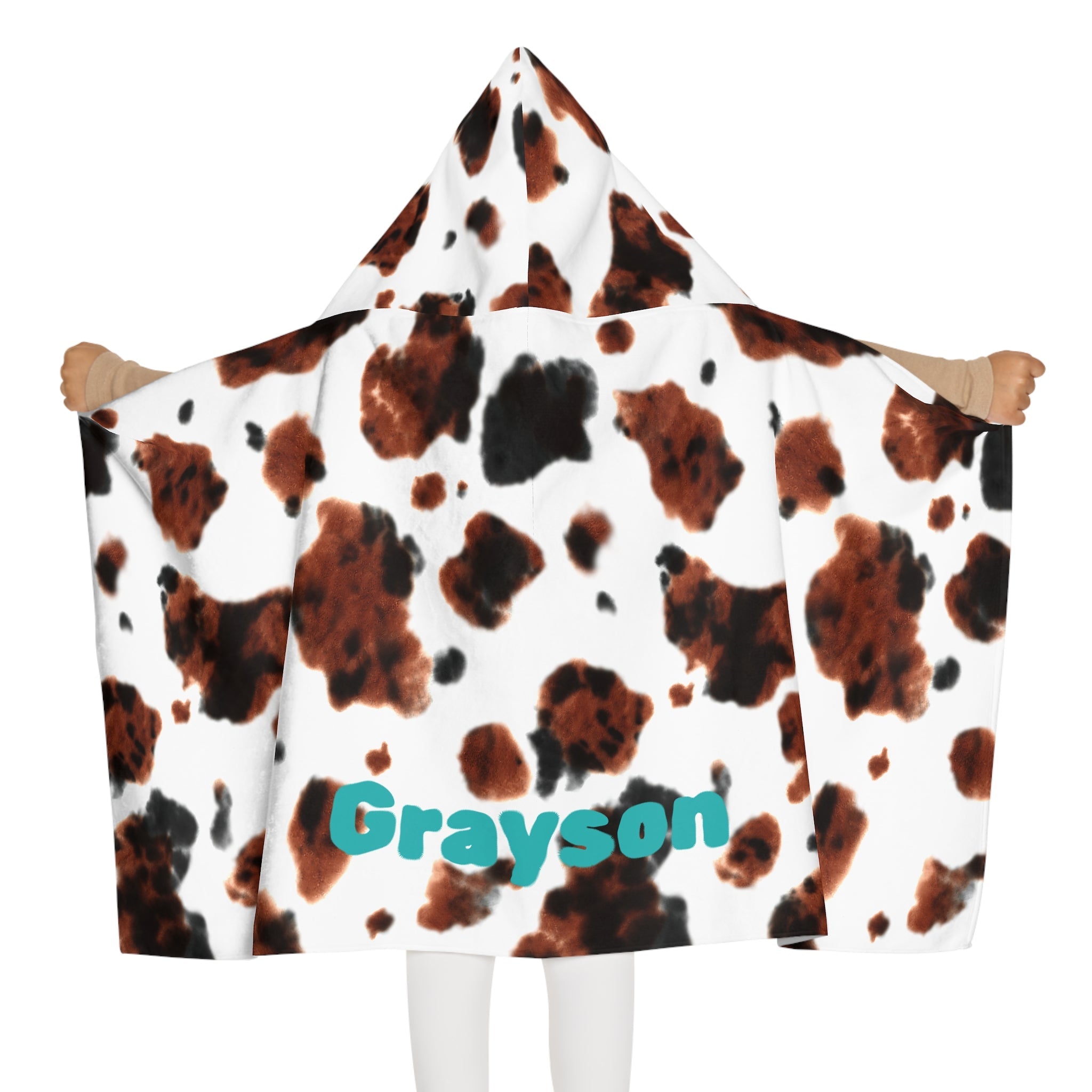 Cow Print Hooded Towel Personalized, Custom Western Toddler Bath Towel, Cowboy Pool Towel, Beach Wrap, Summer Gift - Razels
