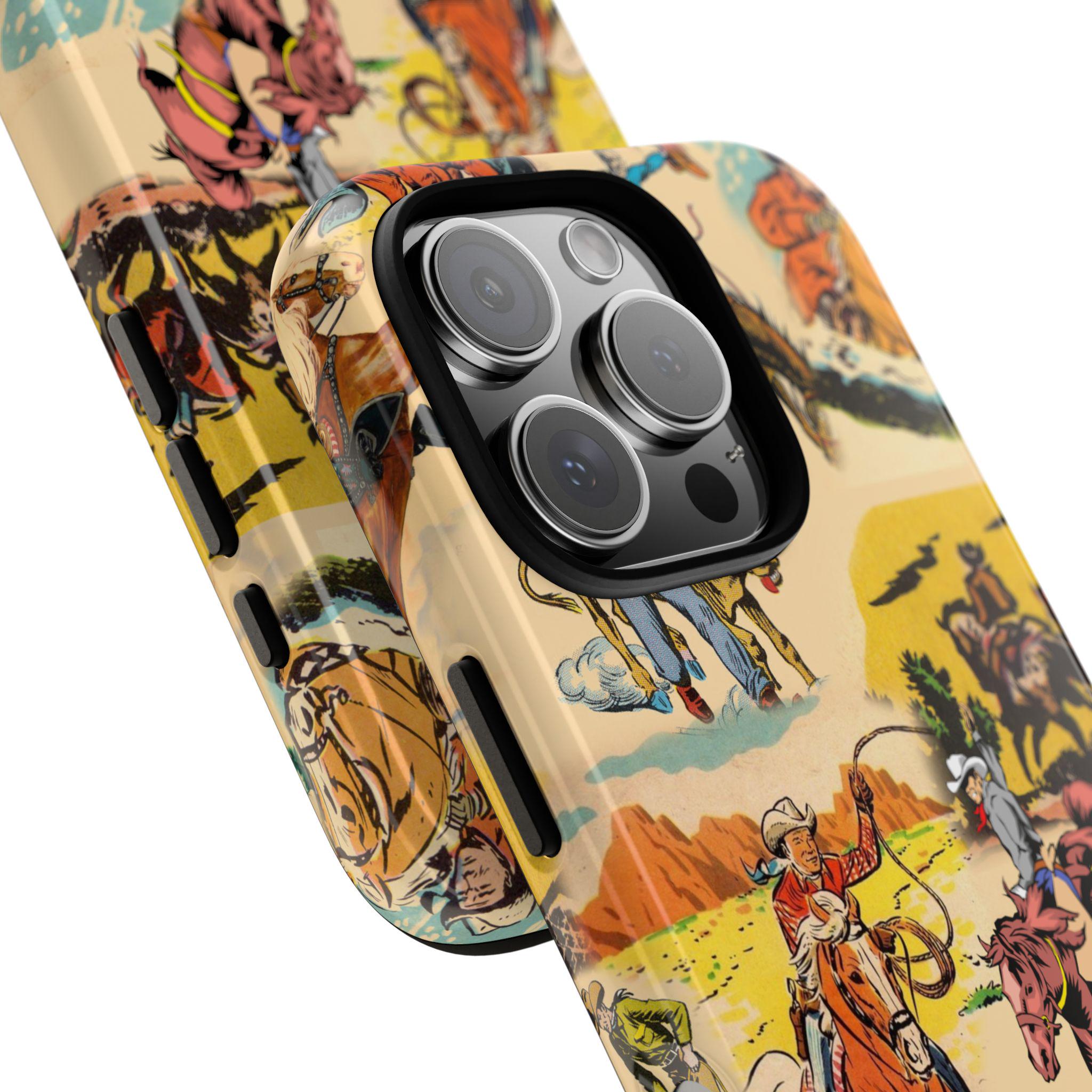Vintage Cowboy Tough Phone Case – Western Rodeo Cover for iPhone & Samsung, Ranch Style Cowboy Print -Razels