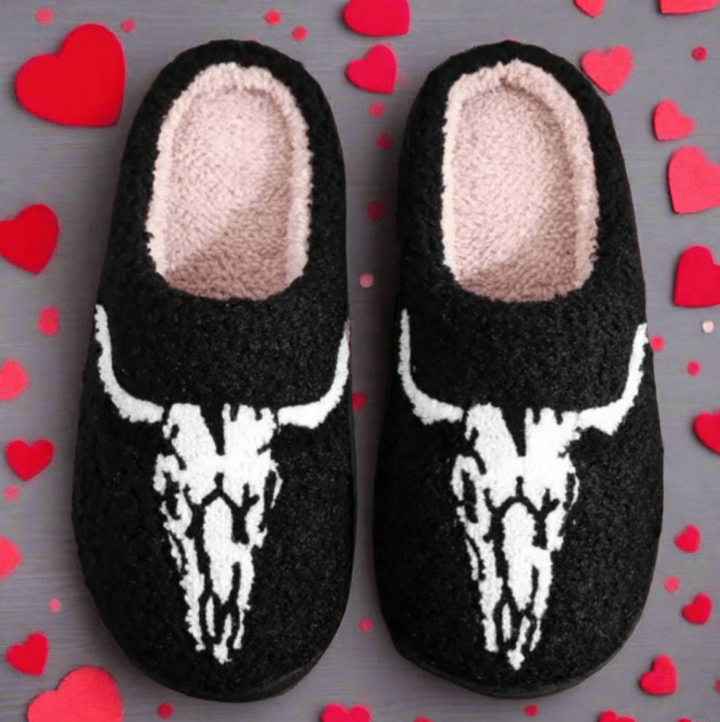 COWGIRL GIFT, Longhorn Skull Slippers - Razels