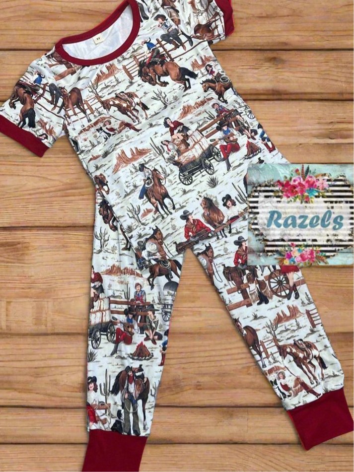 COWGIRL Pajamas CLASSIC Cowgirl PJs Matching Family Mom & Me Western PJs Retro Western Print Loungewear - Razels