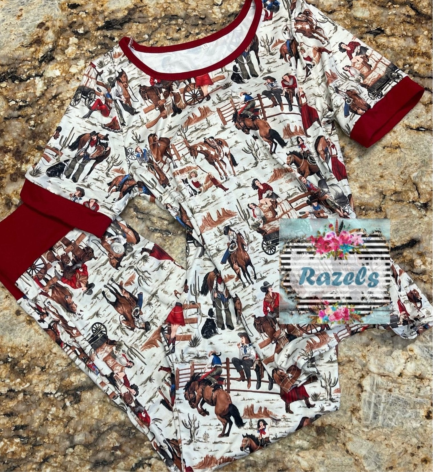 COWGIRL Pajamas Western PJs Retro Rodeo Gals PJs Classic Western Print Pajamas Mom & Me Matching Cowgirl PJs - Razels