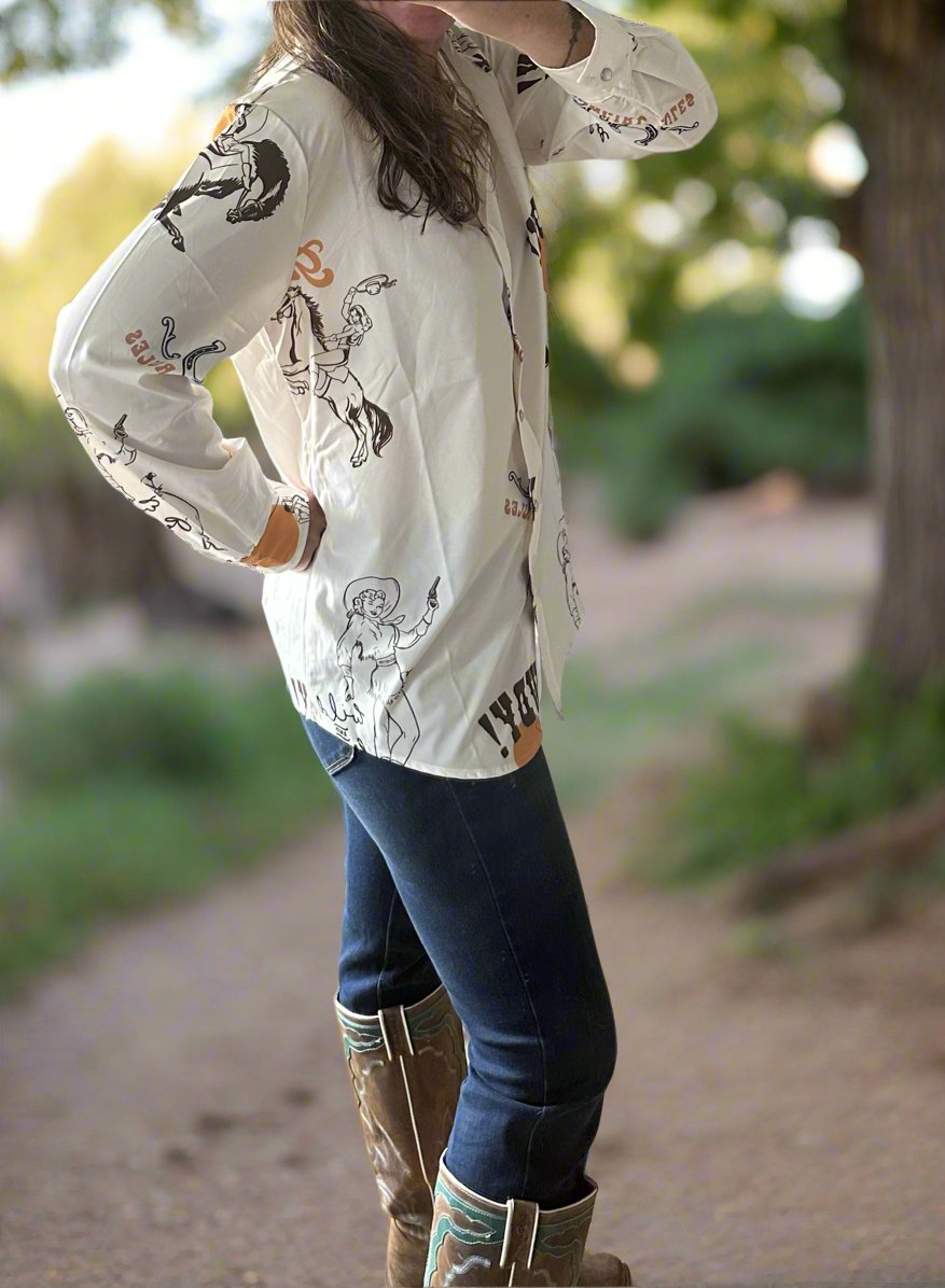 COWGIRL SHIRT, Wild & Free Shirt | Women's Western Long Sleeve Button Up Shirt - Razels