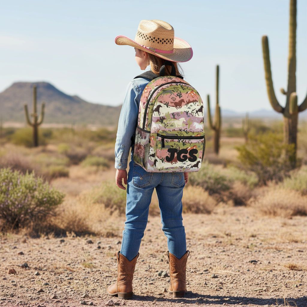 cowgirl horse backpack, personalized horse backpack