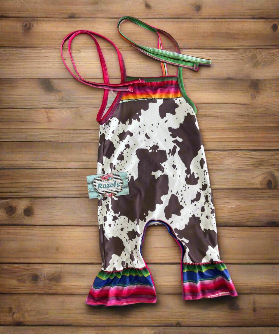 COWPRINT and SERAPE Romper, Cowgirl Jumpsuit - Razels