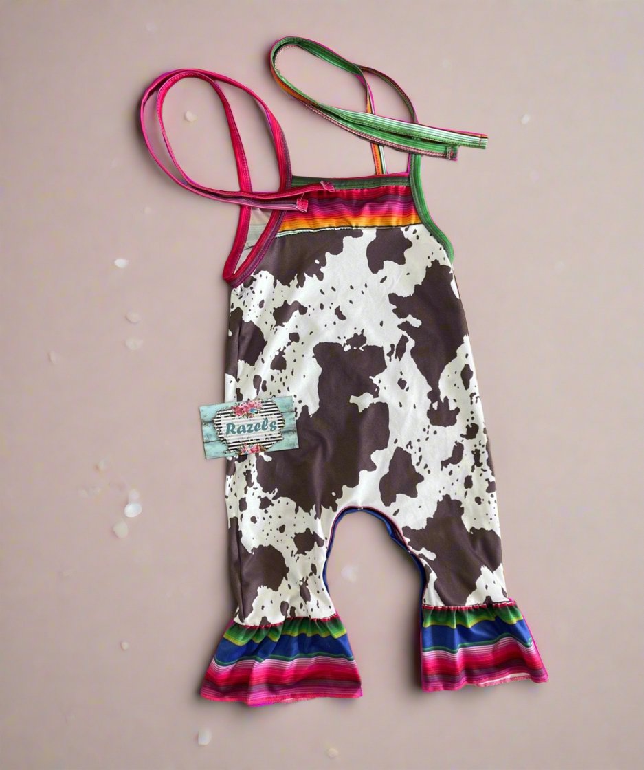 COWPRINT and SERAPE Romper, Cowgirl Jumpsuit - Razels