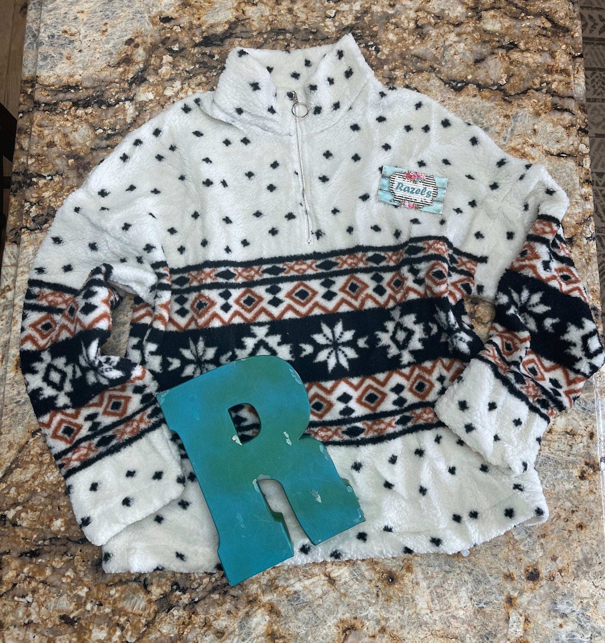 Cream Snowflake Pullover, Norwegian Star Sweatshirt - Razels