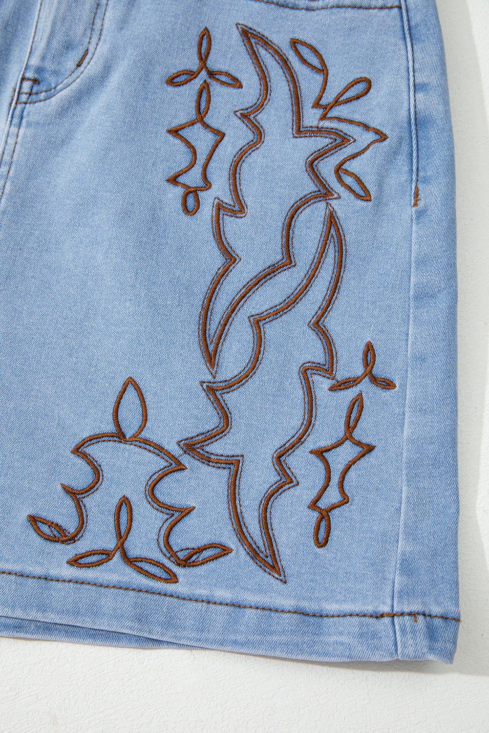 Western Embroidered Denim Mini Skirt, Womens Western Jean Skirt, Festival Cowgirl Mini Skirt,