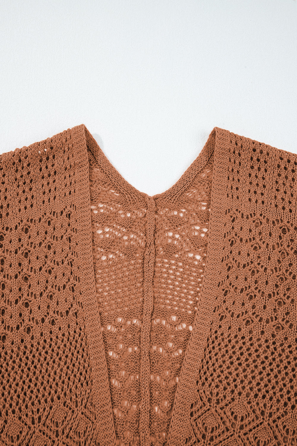 Womens Knit Cardigan – Redwood Burl Mix Pattern, Hollowed Open Front Fall Sweater