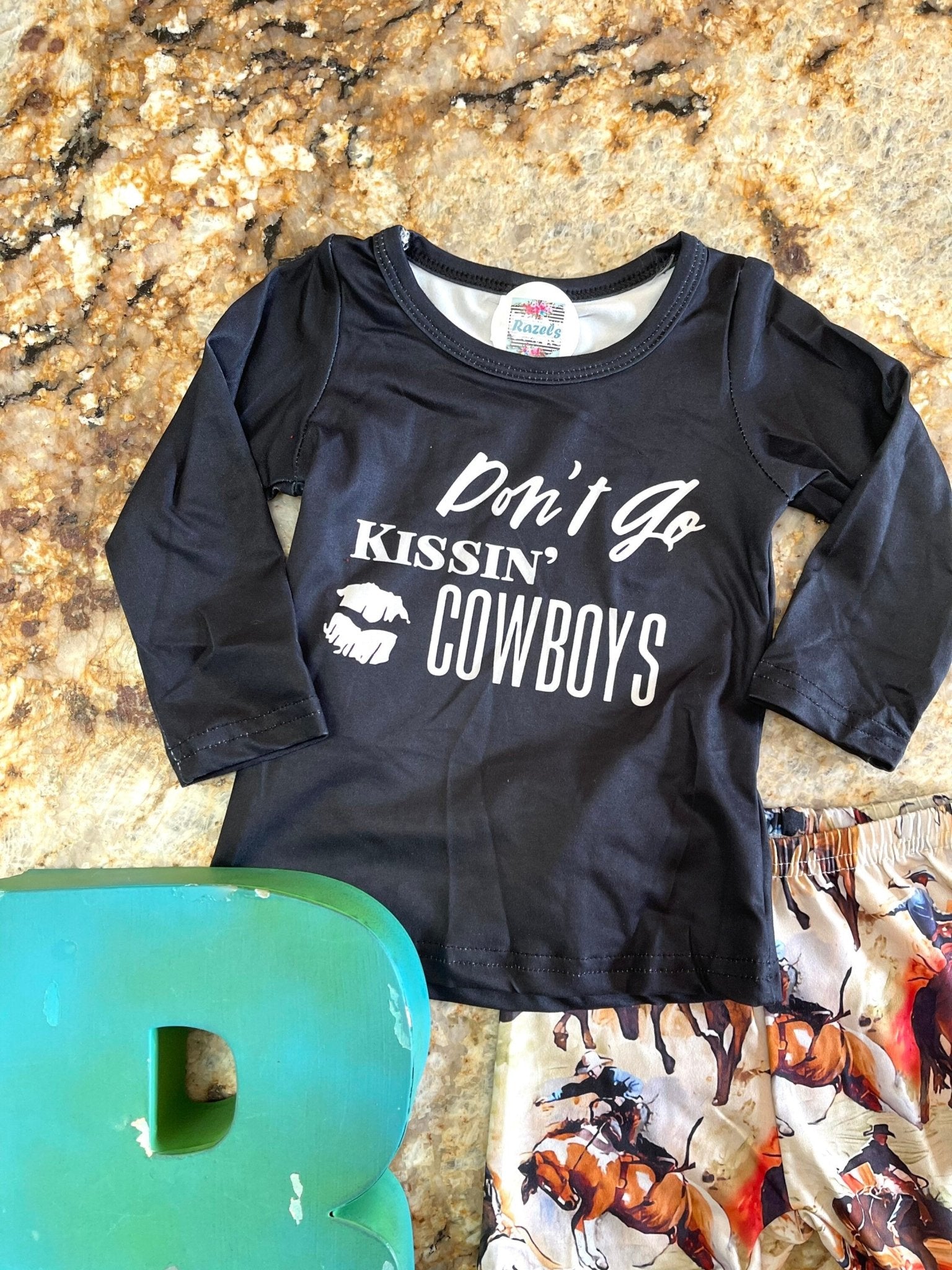 Don’t Go Kissing Cowboys Bell Bottoms, Cowboy Rodeo Flare Pants - Razels