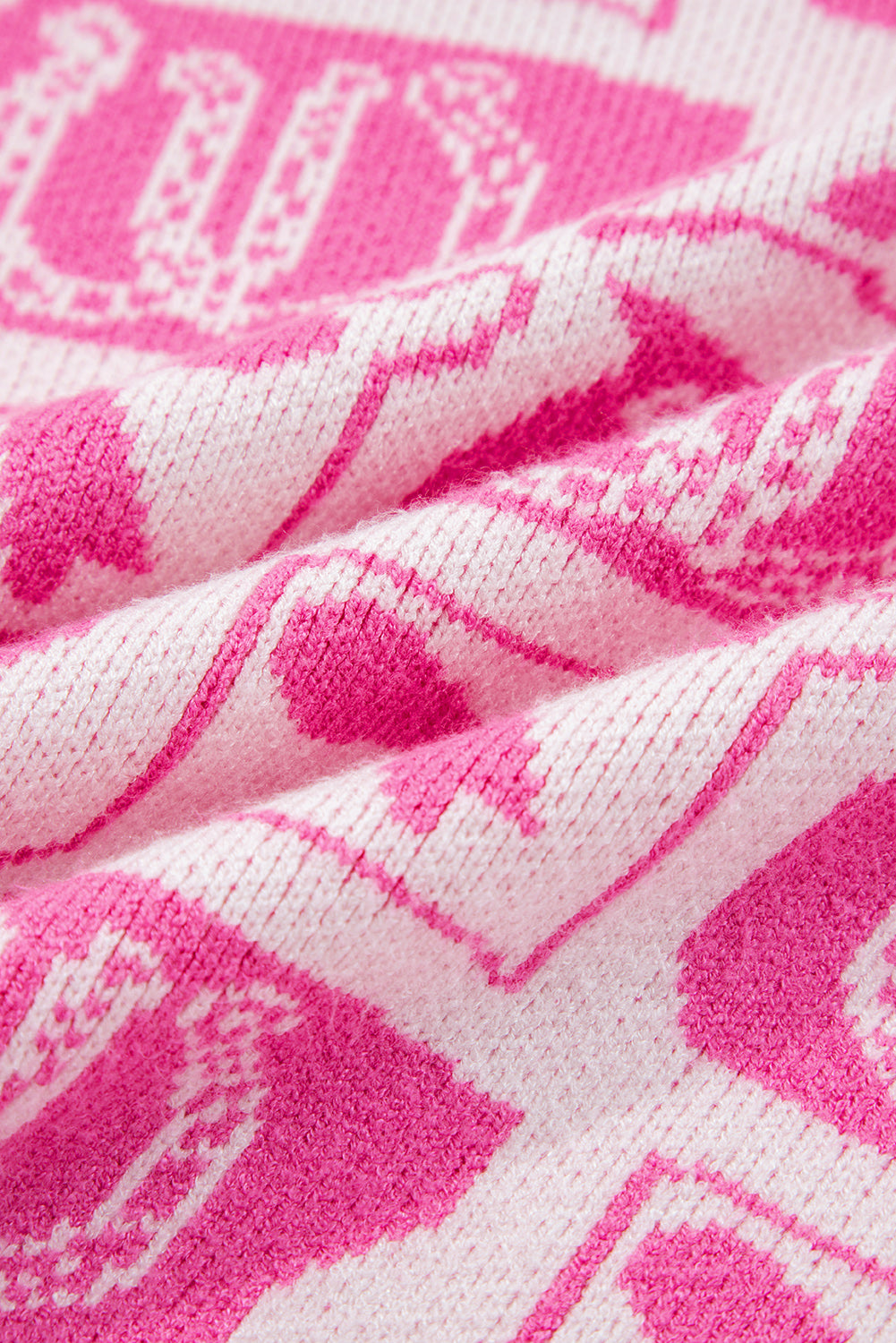Pink Bows & Horseshoes Sweater, Western Pattern Knit Pullover, Cozy Womens Cowgirl Sweater FREE Shipping $35+, Cute Pink Western Style Top