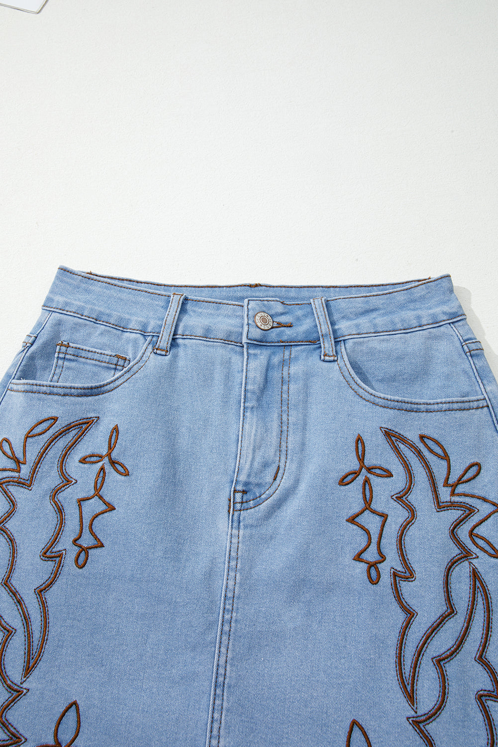 Western Embroidered Denim Mini Skirt, Womens Western Jean Skirt, Festival Cowgirl Mini Skirt,