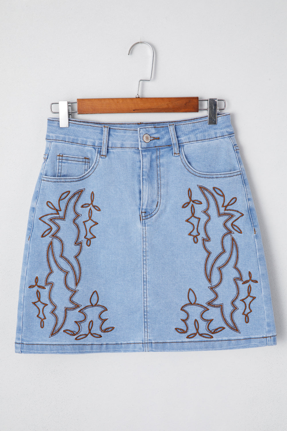 Western Embroidered Denim Mini Skirt, Womens Western Jean Skirt, Festival Cowgirl Mini Skirt,