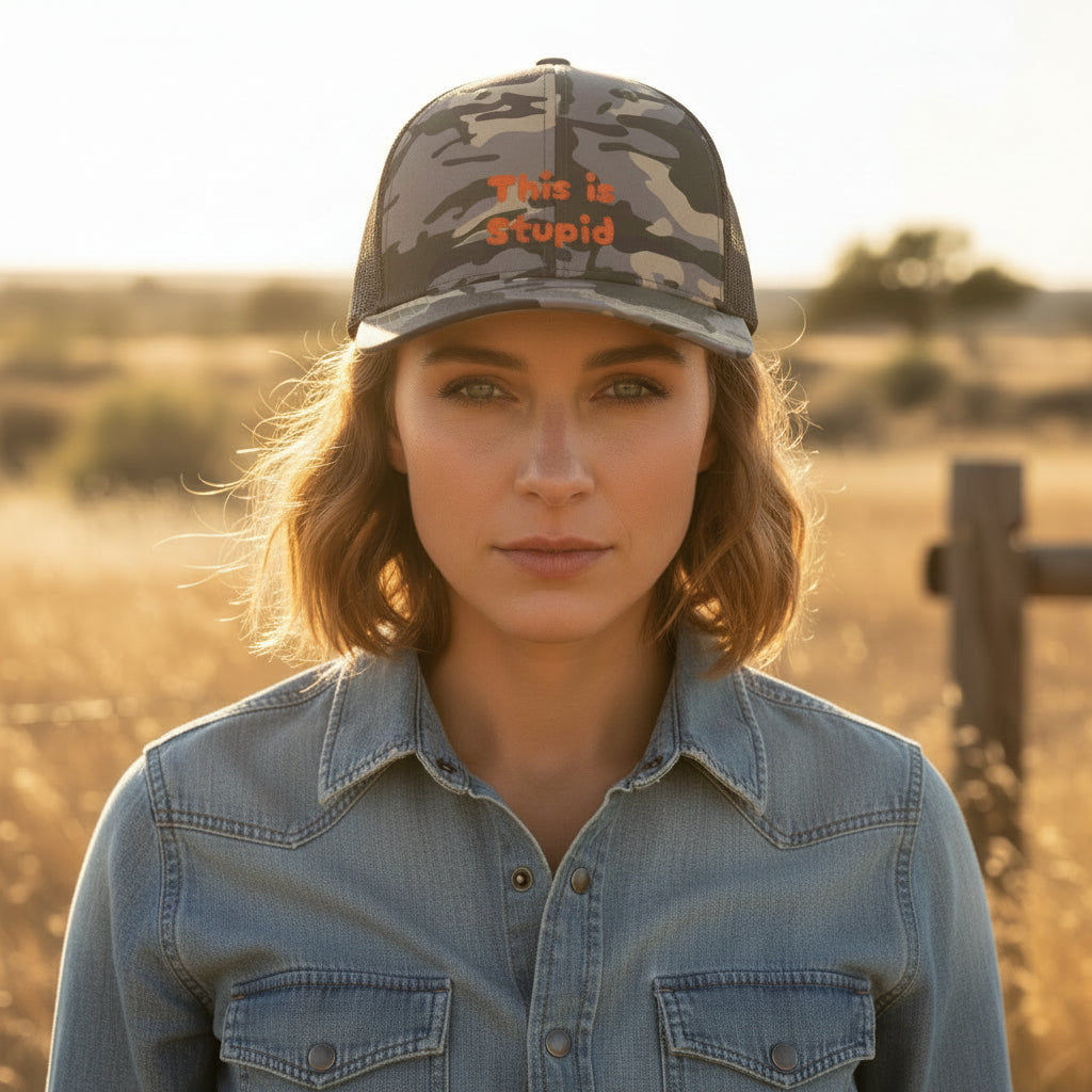 Hunting Hat for Wife, Embroidered Camouflage Trucker Hat -Razels